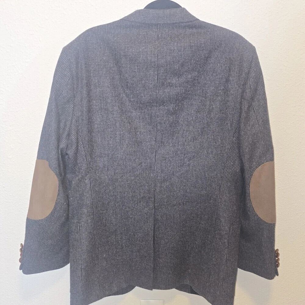 Vintage Him Chic Wool Tweed Blazer Mens 42R USA Made Suede Elbow Patches